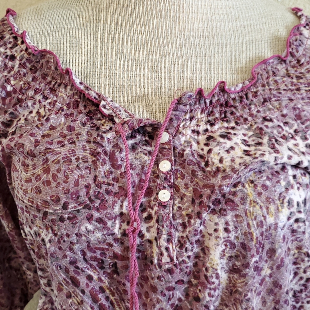 🌟 3 for $15 Deal! 🌟Bandolino pink white long sleeve top blouse S - Picture 2 of 6